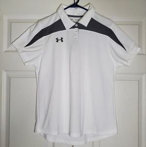 Under Armour Women's Heatgear White and Gray Short Sleeve Polo Shirt Extra Large